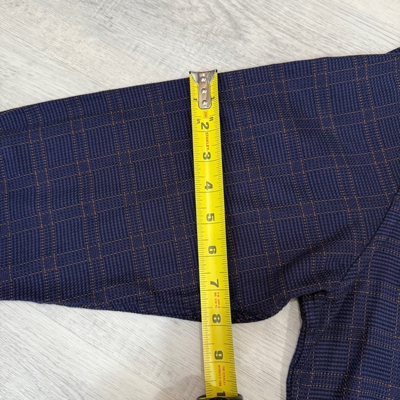 Johnston & Murphy Dark Blue Checkered Plaid Tailored Fit Long Sleeve Shirt M - Picture 13 of 17